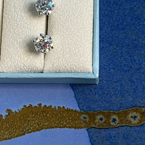 Diamond 4 ct tw round brilliant cut lab grown stud diamond earrings certified - Picture 9 of 12